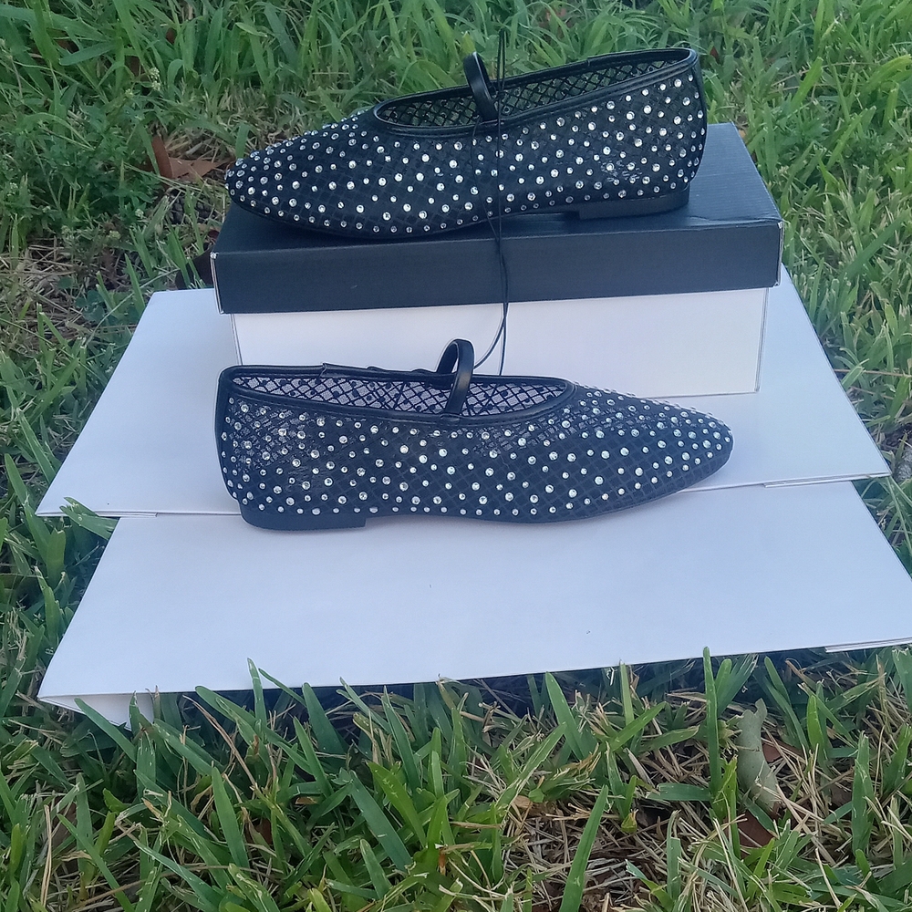 Madden NYC Black Mesh Studded Flats - Picture 8 of 8